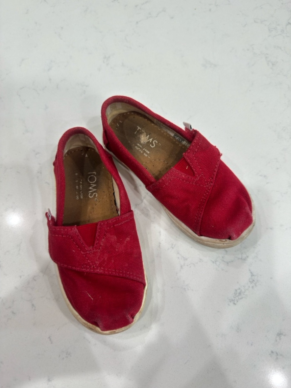 TOMS Kids Red Slip-On Canvas Moccasins